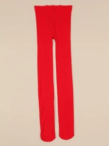 Solid Minimalist Tights - Red - View 4