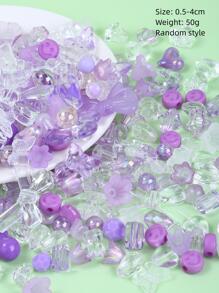1入組隨機心和蝴蝶結設計DIY珠子適合女士DIY首飾製作 - 紫色 - 查看 4