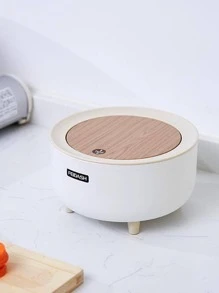 1 Thùng Rác Tròn Để Bàn, Thùng Rác Nhựa Hiện Đại Cho Gia Đình - Màu Khaki - Xem 1