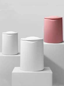 1入組素色桌面垃圾桶現代家用帶蓋塑料垃圾桶 - 粉色 - 查看 1