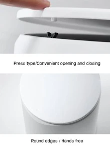 1入組素色桌面垃圾桶現代家用帶蓋塑料垃圾桶 - 白色 - 查看 5