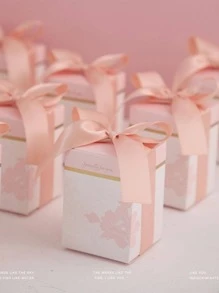 1pc Bow Decor Gift Box - Pink - View 3