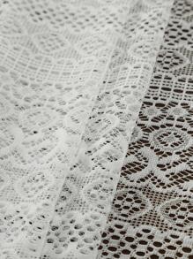 1pc Flower Design Hollow Out Tablecloth, Modern Polyester Tassel Decor Dust Proof Table Cover For Dining Table - White - View 4