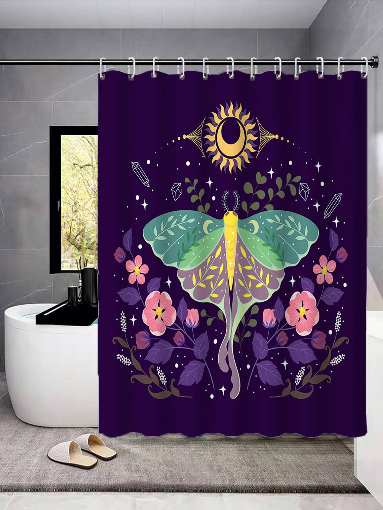 1 Màn Tắm Họa Tiết Bướm, Hiện Đại Polyester Chống Thấm Nước Tắm Cho Phòng Tắm - Nhiều màu - Xem 1