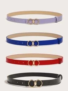 4pcs Women Round Buckle Fashion Belt For Daily Life Summer, School Fall, Autumn, Halloween - Multicolor - View 6