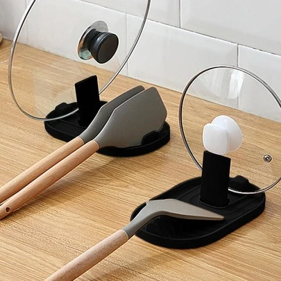 1 pieza Soporte de tapa de olla práctico simple de cocina plegable