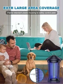 Mosquito Exterminator Outdoor And Indoor,Mosquito Exterminator,Flycatcher,4000V 18W High Power All Weather Flycatcher Electric Rechargeable Cordless Waterproof Mosquito Exterminator For Home, Patios, Camping And RV,USB Battery Powered - 藍色 - 查看 5