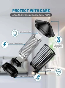 Mosquito Exterminator Outdoor And Indoor,Mosquito Exterminator,Flycatcher,4000V 18W High Power All Weather Flycatcher Electric Rechargeable Cordless Waterproof Mosquito Exterminator For Home, Patios, Camping And RV,USB Battery Powered - 藍色 - 查看 8