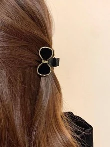 2pcs Women Rhinestone & Bow Decor Fashion Hair Claw For Hair Decoration Party Valentine's Day Valentines Claw Clips Hair Clips Hair Jaw Clip Hair Clamps Hair Clutch Hair Catcher Clip, School Stuff, College Fall Winter Hair Accessories For Women For Vacation Outfits Woman Valentines Gift