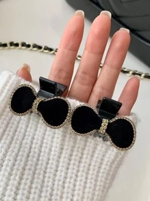 2pcs Women Rhinestone & Bow Decor Fashion Hair Claw For Hair Decoration Party Valentine's Day Valentines Claw Clips Hair Clips Hair Jaw Clip Hair Clamps Hair Clutch Hair Catcher Clip, School Stuff, College Fall Winter Hair Accessories For Women For Vacation Outfits Woman Valentines Gift