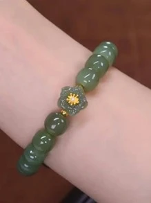 Vòng tay đính cườm trang trí hoa - màu xanh lá - Xem 1