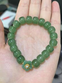 Vòng tay đính cườm trang trí hoa - màu xanh lá - Xem 3