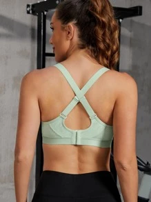 WINGSLOVE Solid Wireless Sports Bra - Mint Green - View 5