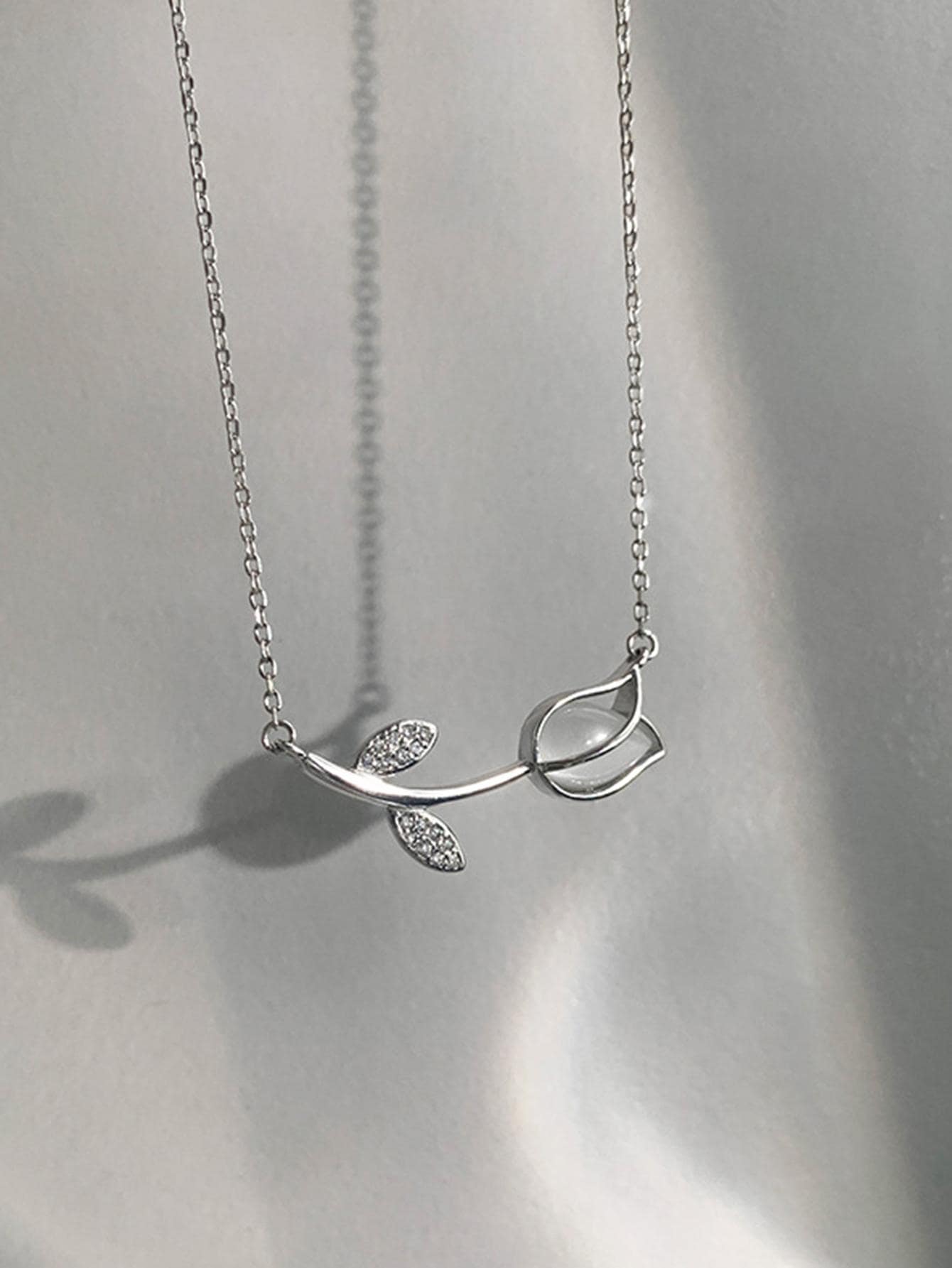 1 pc אופנה סגסוגת אבץ טוליפ דקור שרשרת שרשרת לנשים לקישוט יומי - כסף - ראה 3