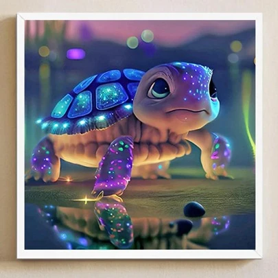 1套烏龜圖案DIY鑽石畫無框現代PMMA DIY鑽石畫家居裝飾
