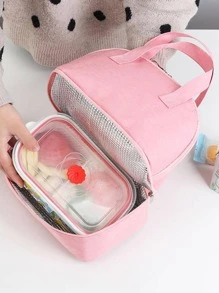 1個大容量菊花Bento袋，可重複使用的可愛手提午餐盒，適用於校園的青少年和工人，教室、食堂、返校季、不漏水的辦公室工作午餐袋，適用於旅行、學校、野餐、兒童保溫午餐袋，可重複使用的防漏午餐盒，雙層保溫保冷的辦公室、學校、旅行、露營用冷藏袋，女士午餐袋，兒童午餐袋，男士午餐袋，成人午餐袋，學校午餐袋，教師收納袋，教室收納袋，班級組織袋。 - 粉色 - 查看 1