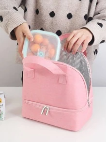 1個大容量菊花Bento袋，可重複使用的可愛手提午餐盒，適用於校園的青少年和工人，教室、食堂、返校季、不漏水的辦公室工作午餐袋，適用於旅行、學校、野餐、兒童保溫午餐袋，可重複使用的防漏午餐盒，雙層保溫保冷的辦公室、學校、旅行、露營用冷藏袋，女士午餐袋，兒童午餐袋，男士午餐袋，成人午餐袋，學校午餐袋，教師收納袋，教室收納袋，班級組織袋。 - 粉色 - 查看 2