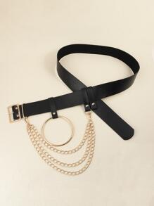 Thắt lưng thời trang trang trí vòng tròn và dây xích cho phụ nữ phong cách Punk đường phố dùng để trang trí váy và quần jeans Halloween mùa hè, trường học mùa thu, mùa thu, Halloween - màu đen - Xem 5