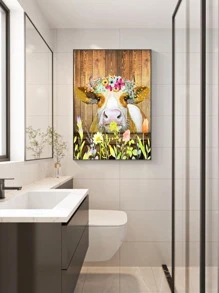 1入組牛圖案無框畫現代合成纖維牆壁藝術畫適用於家居牆壁裝飾 - 彩色 - 查看 1