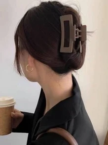 5件組女款交叉波浪設計休閒髮夾，Y2K風格夏季女性日常髮飾 - 咖啡 - 查看 2