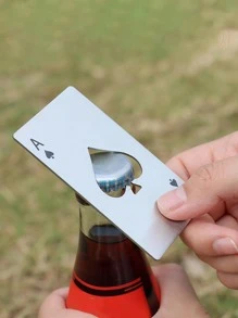 1入組紙牌設計不銹鋼野營開瓶器 - 銀色 - 查看 1