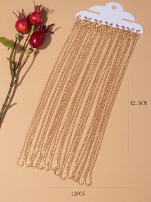 12pcs/set Minimalist Chain Necklace - Yellow Gold - View 3