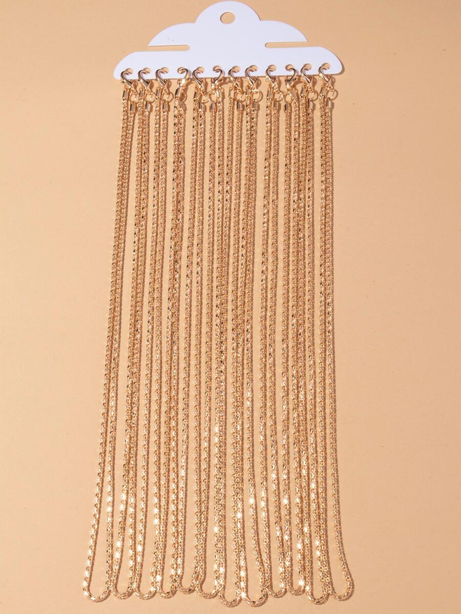 12pcs/set Minimalist Chain Necklace - Yellow Gold - View 1