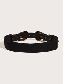 1 Nữ Họa Tiết Hoa Khóa Hình Học Vintage Thắt Lưng Thun Trang Trí Quần Áo - màu đen - Xem 2