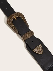 1 Nữ Họa Tiết Hoa Khóa Hình Học Vintage Thắt Lưng Thun Trang Trí Quần Áo - màu đen - Xem 3