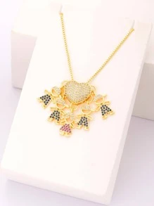 1 Đồng Thời Trang Đính Đá Cubic Zirconia Dây Chuyền Trái Tim Cho Nữ Hẹn Hò Quà Tặng - Vàng - Xem 7