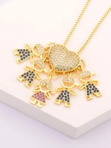 1 Đồng Thời Trang Đính Đá Cubic Zirconia Dây Chuyền Trái Tim Cho Nữ Hẹn Hò Quà Tặng - Vàng - Xem 1