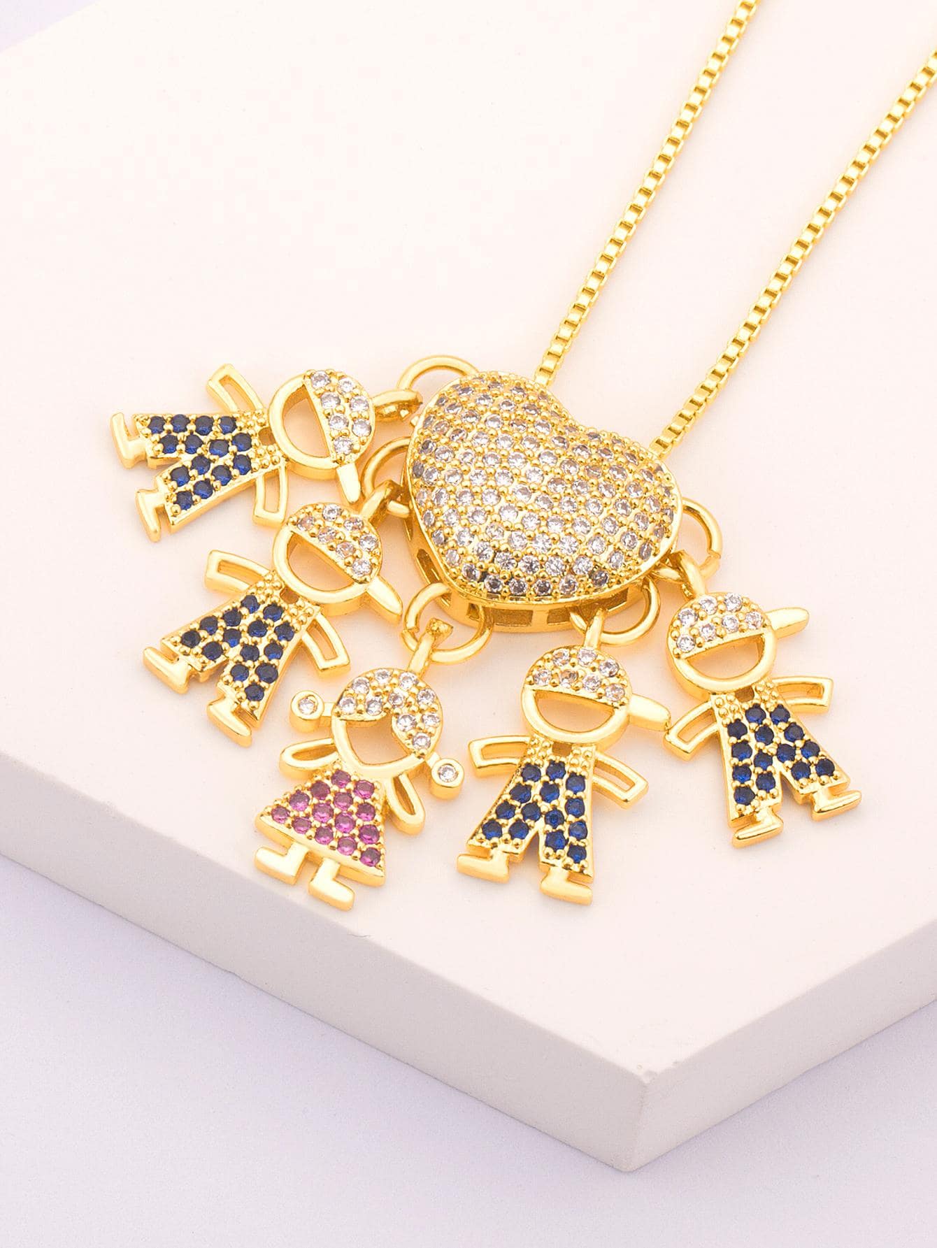 1 Đồng Thời Trang Đính Đá Cubic Zirconia Dây Chuyền Trái Tim Cho Nữ Hẹn Hò Quà Tặng - Vàng - Xem 1