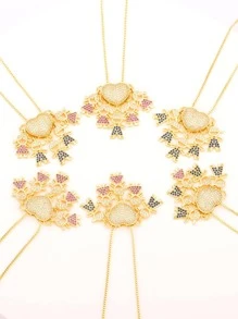 1 Đồng Thời Trang Đính Đá Cubic Zirconia Dây Chuyền Trái Tim Cho Nữ Hẹn Hò Quà Tặng - Vàng - Xem 2