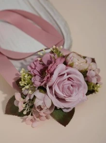 1pc Bride Bridesmaid Wrist Corsage, Suitable For Wedding, Party, Birthday And Other Occasions, Decor For Hand Valentine's Day Accessories - Multicolor - View 2