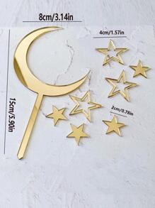8pcs Moon, Star And 'welcome To The World' Cake Toppers,Christmas - Gold - View 2
