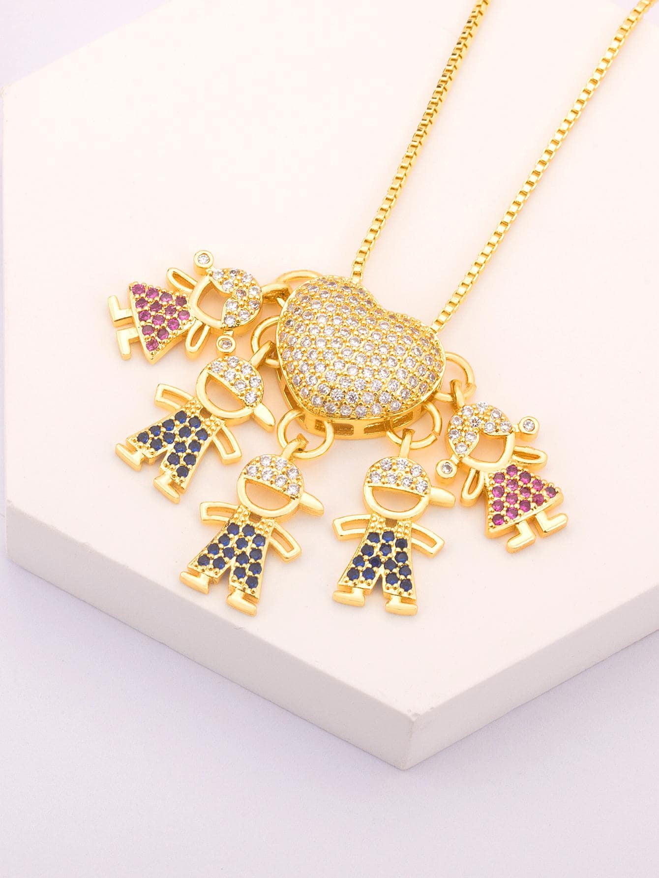 Đồng Thời Trang Đính Đá Cubic Zirconia Dây Chuyền Trái Tim Cho Nữ Hẹn Hò Quà Tặng - Vàng - Xem 1
