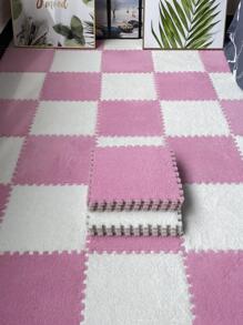 2 piezas Alfombra de dormitorio de peluche unicolor moderno poliéster para doméstico - Multicolor - Ver 2