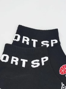 5 đôi Vớ mắt cá chân giản dị họa tiết hình chó & chữ cái cho cuộc sống hàng ngày - màu đen - Xem 7