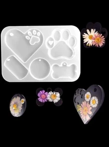1pc Silicone Mold, Creative Paw & Heart Shaped DIY Silicone Mold For Crafts - White - View 1