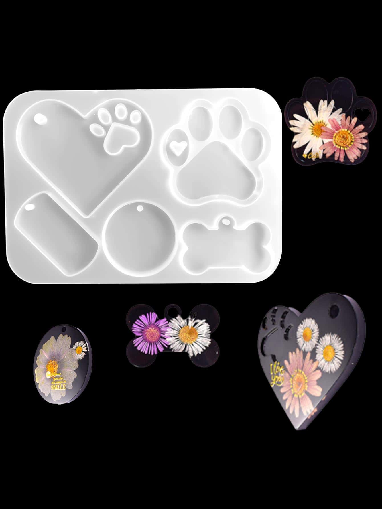 1pc Silicone Mold, Creative Paw & Heart Shaped DIY Silicone Mold For Crafts - White - View 1