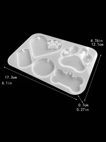 1pc Silicone Mold, Creative Paw & Heart Shaped DIY Silicone Mold For Crafts - White - View 2