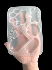 1pc Silicone Mold, Creative Paw & Heart Shaped DIY Silicone Mold For Crafts - White - View 3