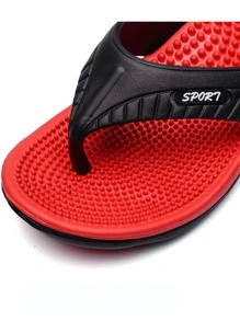 Men Two Tone Flip Flops, EVA Fashion Flip Flops - Black - View 4