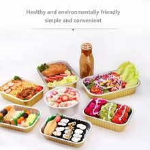 1000ml Aluminum Foil Lunch Box Rectangular Disposable Aluminum Foil Container Bakeware Set with Clear Lid for Grill Cooking - Mustard Yellow - View 4