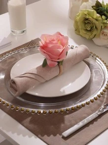 1入組花朵裝飾餐巾環 - 粉色 - 查看 4