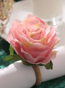 1入組花朵裝飾餐巾環 - 粉色 - 查看 2