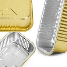 1000ml Aluminum Foil Lunch Box Rectangular Disposable Aluminum Foil Container Bakeware Set with Clear Lid for Grill Cooking - Mustard Yellow - View 7