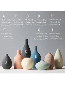 1pc Solid Color Flower Vase, Modern Porcelain Vase For Flower For Home, Office - Yellow - View 2