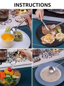 24pcs Stainless Steel Cutlery Set, Dinner Spoon & Fork & Knife Set For Party - Silver - View 6