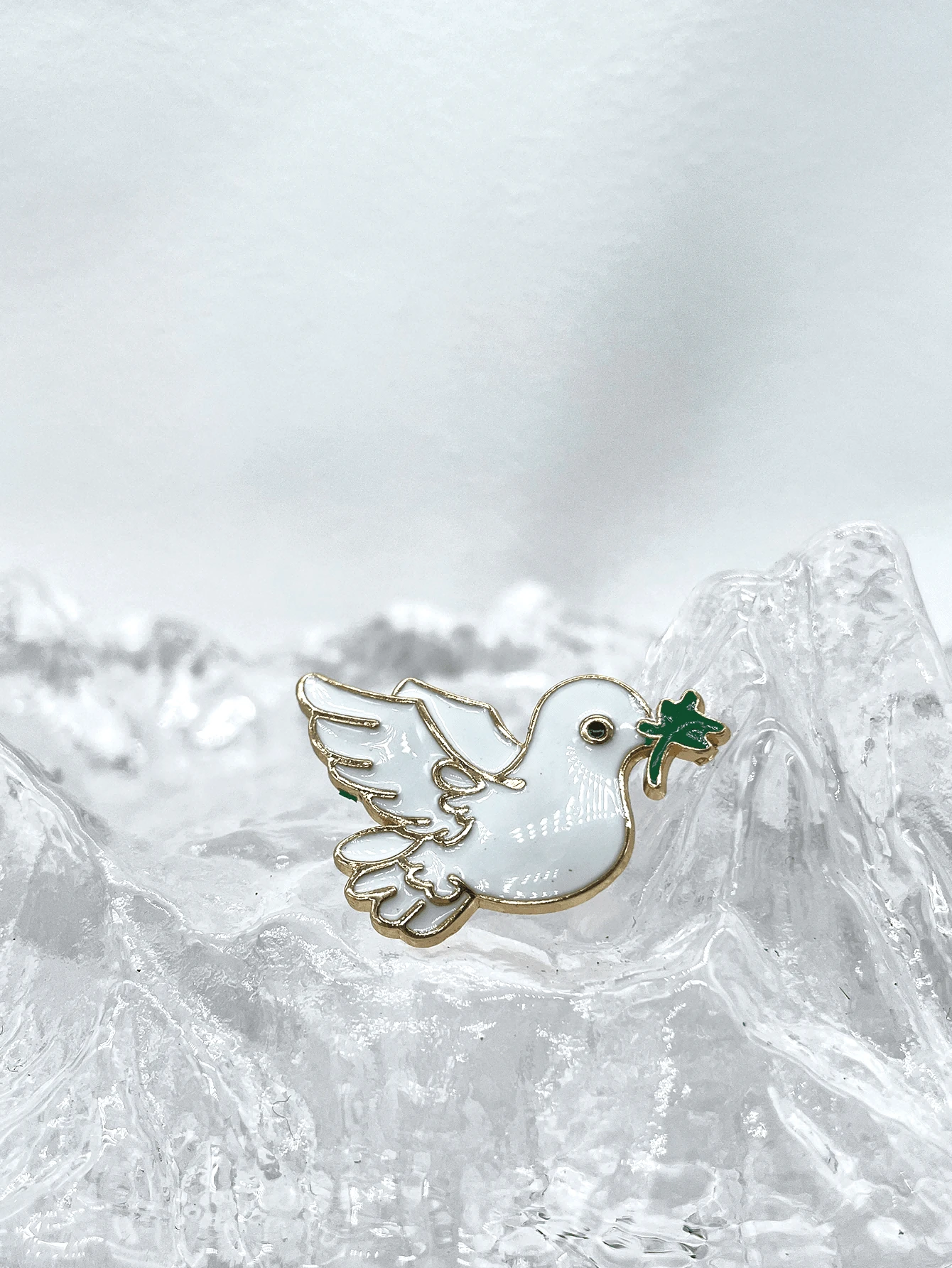 Rhinestone Decor White Dove Design Brooch - White - View 1